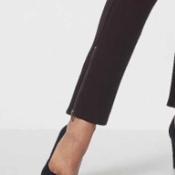 Susan Graver Ponte Knit Ankle Pants w/ Zipper Detail  15671 - Picture 3 of 3